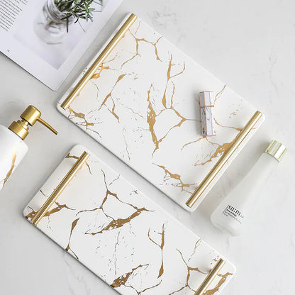 Elegant Marble Porcelain Serving Tray