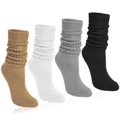 SoftStride 4-Pack Knee High Cotton Slouch Socks