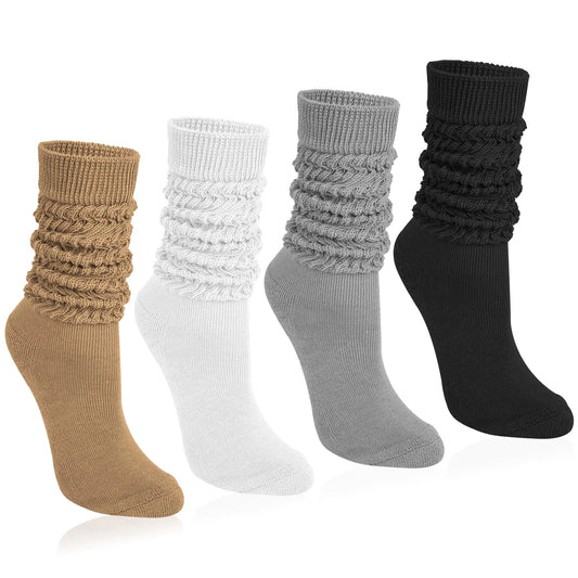 SoftStride 4-Pack Knee High Cotton Slouch Socks